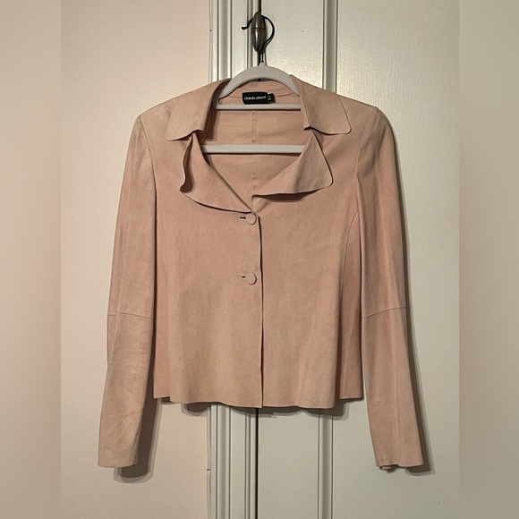 Vintage Giorgio Armani Pale Pink Suede Leather Jacket - Picture 2 of 10